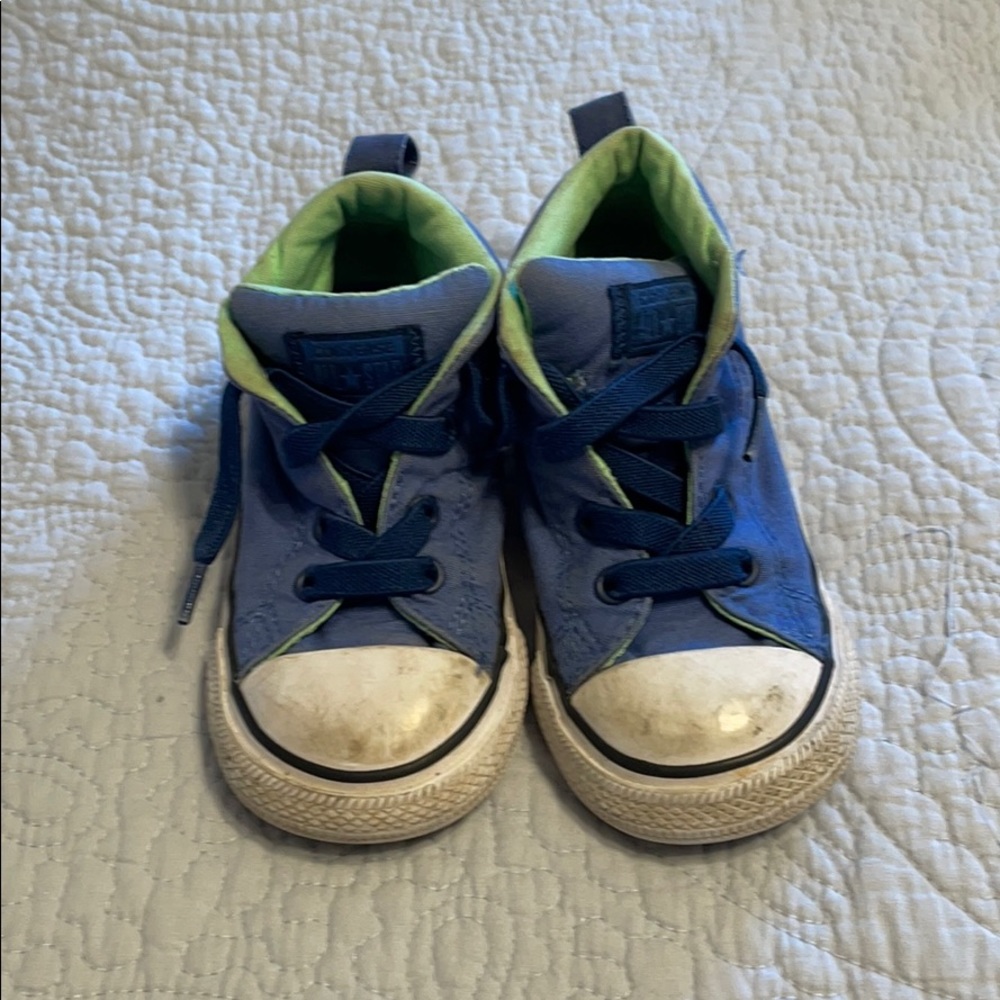 Converse high top no-tie blue sneakers size 8